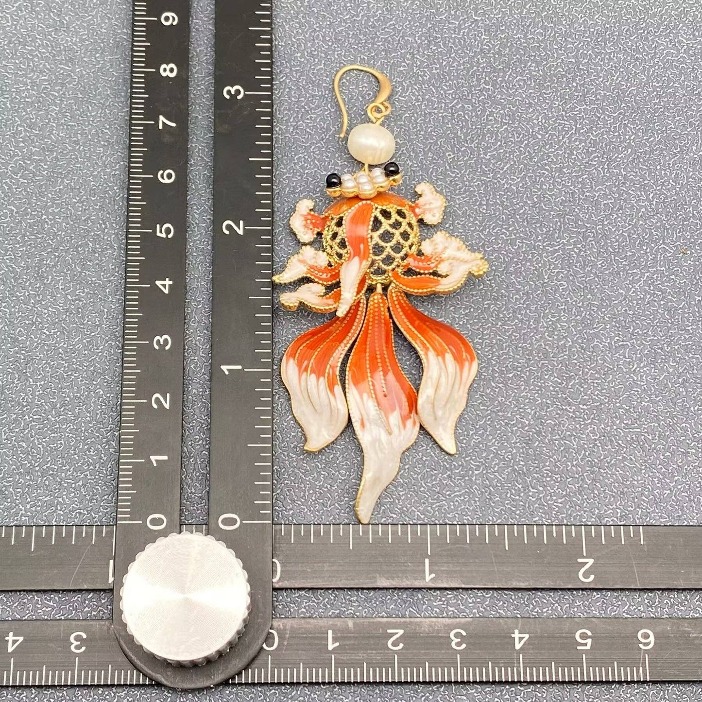 Enamel Goldfish Dangle Earrings