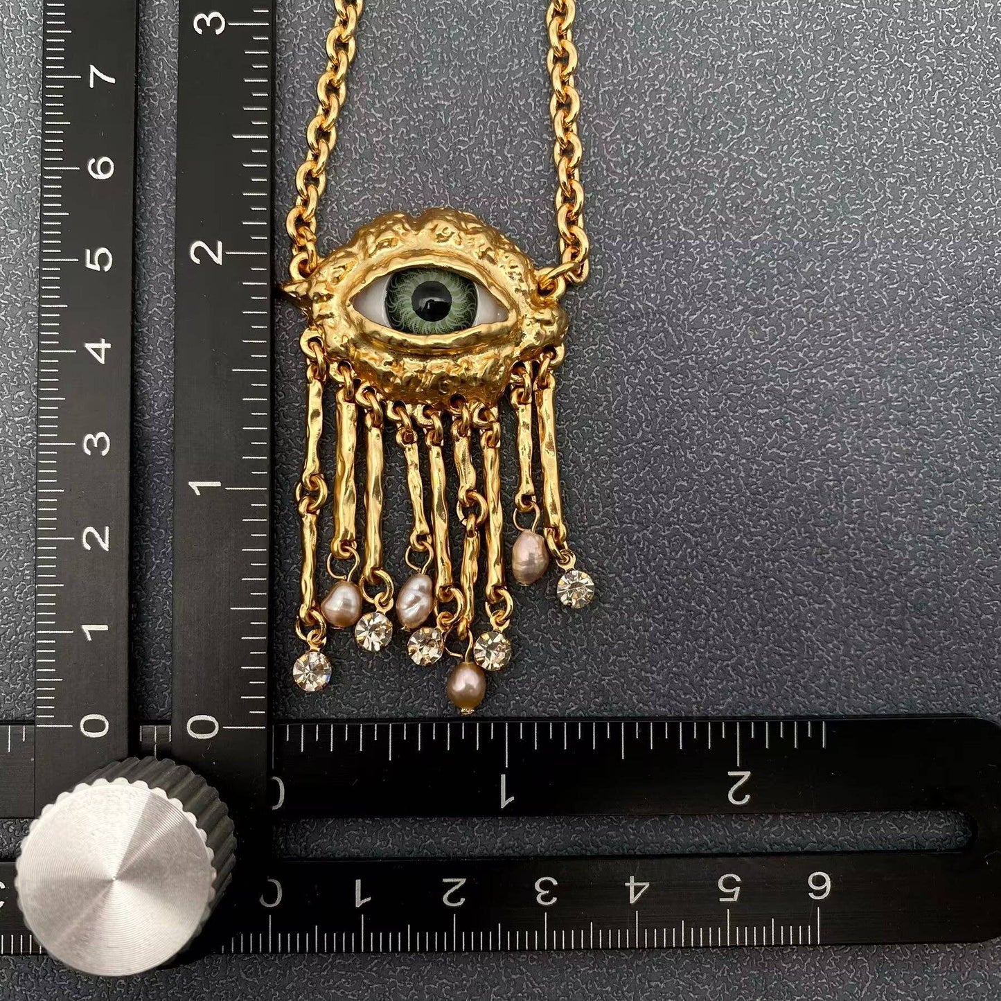 Vintage 18K Gold Plated Evil Eye Charm Necklace