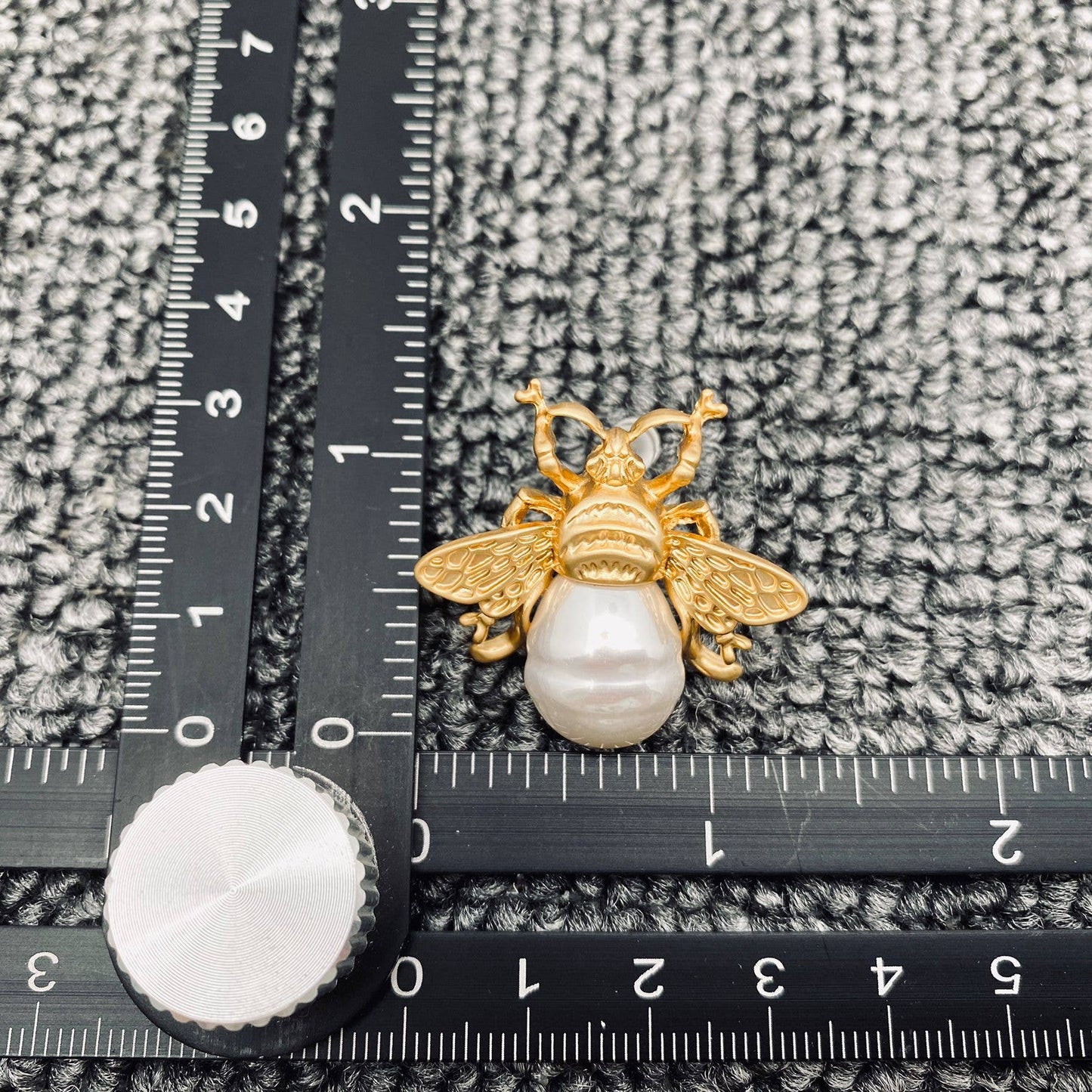 Vintage Pearl Matte Golden Bee Stud Earrings